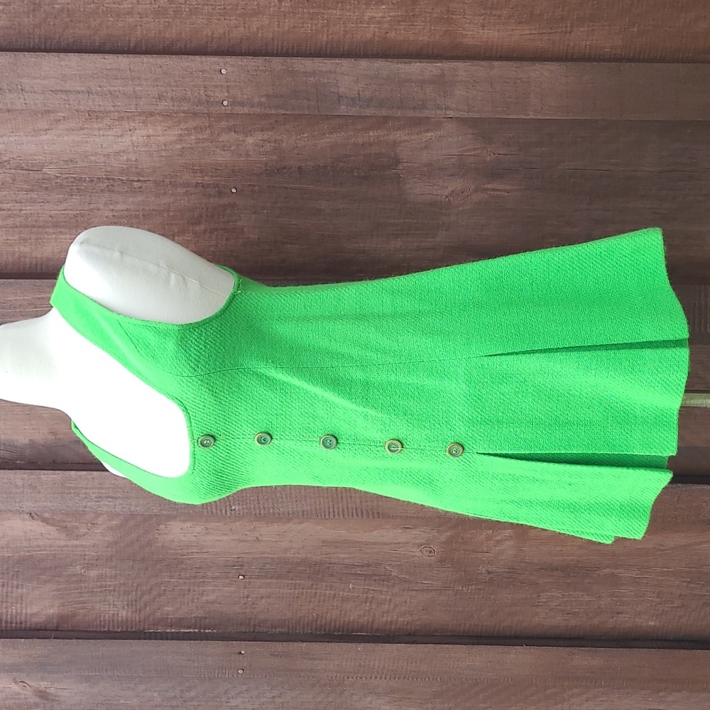 Russ Girl Green Wool Jumper Mod 60s 70s Mini Dress XXS Youth - Picture 4 of 5